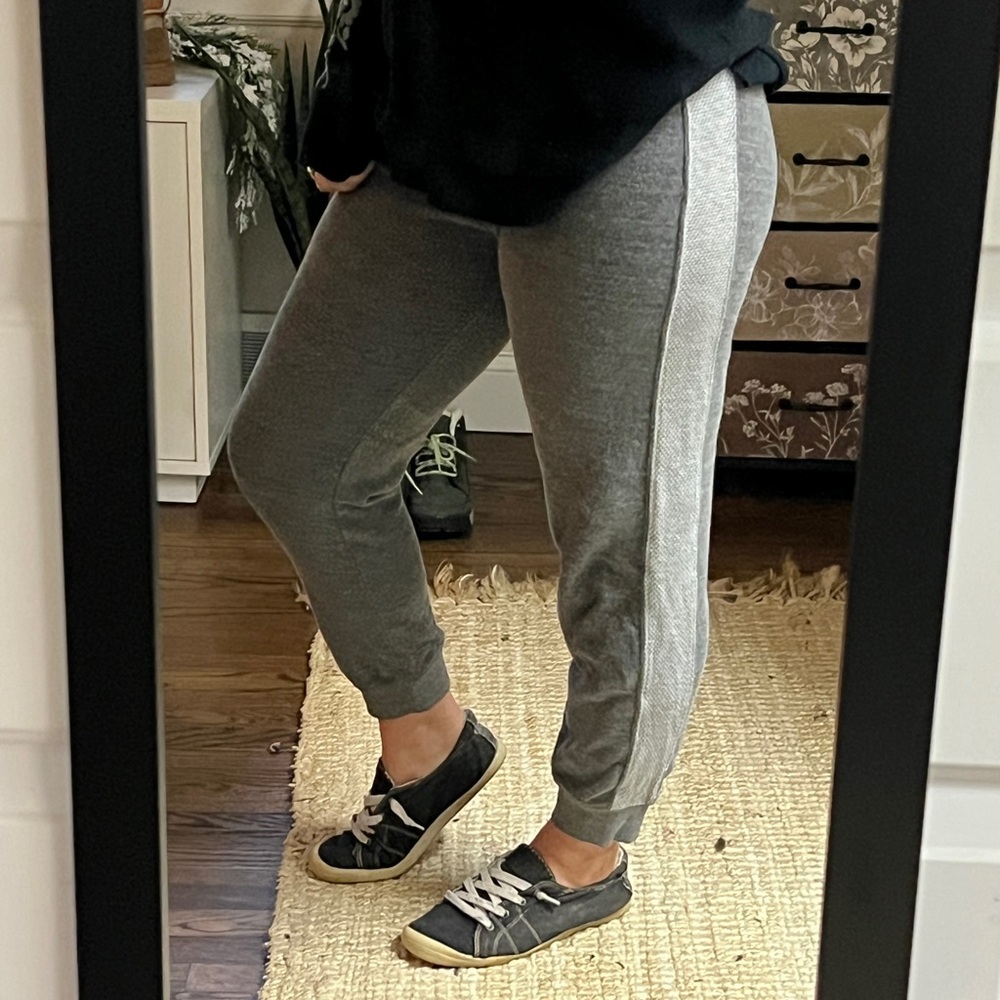 Sol Angeles Charcoal and Light Gray mesh stripe Joggers
